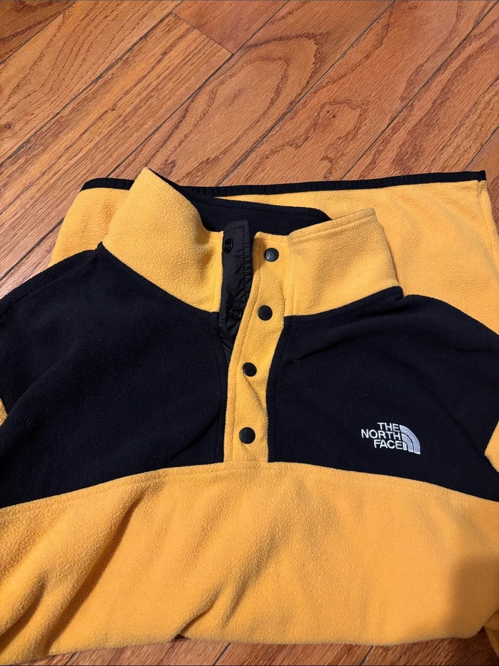 The North Face Men’s Yellow and Black Snap-Front Fleece Pullover
